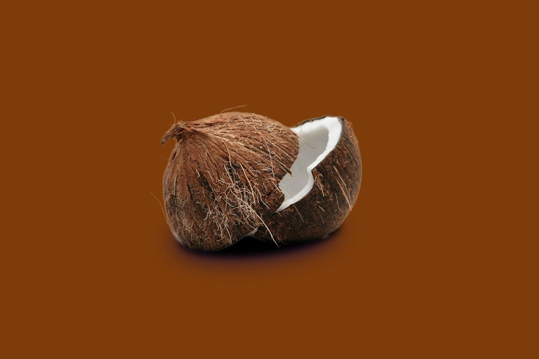Fresh coconut showing white coconut flesh