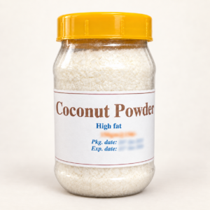 Sara Coconut Powder jar on a warm off-white studio background