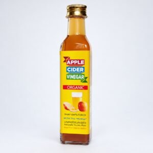 Authentic APPLE CIDER VINEGAR packaging on a neutral studio background