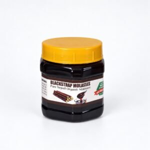 Authentic Blackstrap Molasses packaging on a neutral studio background
