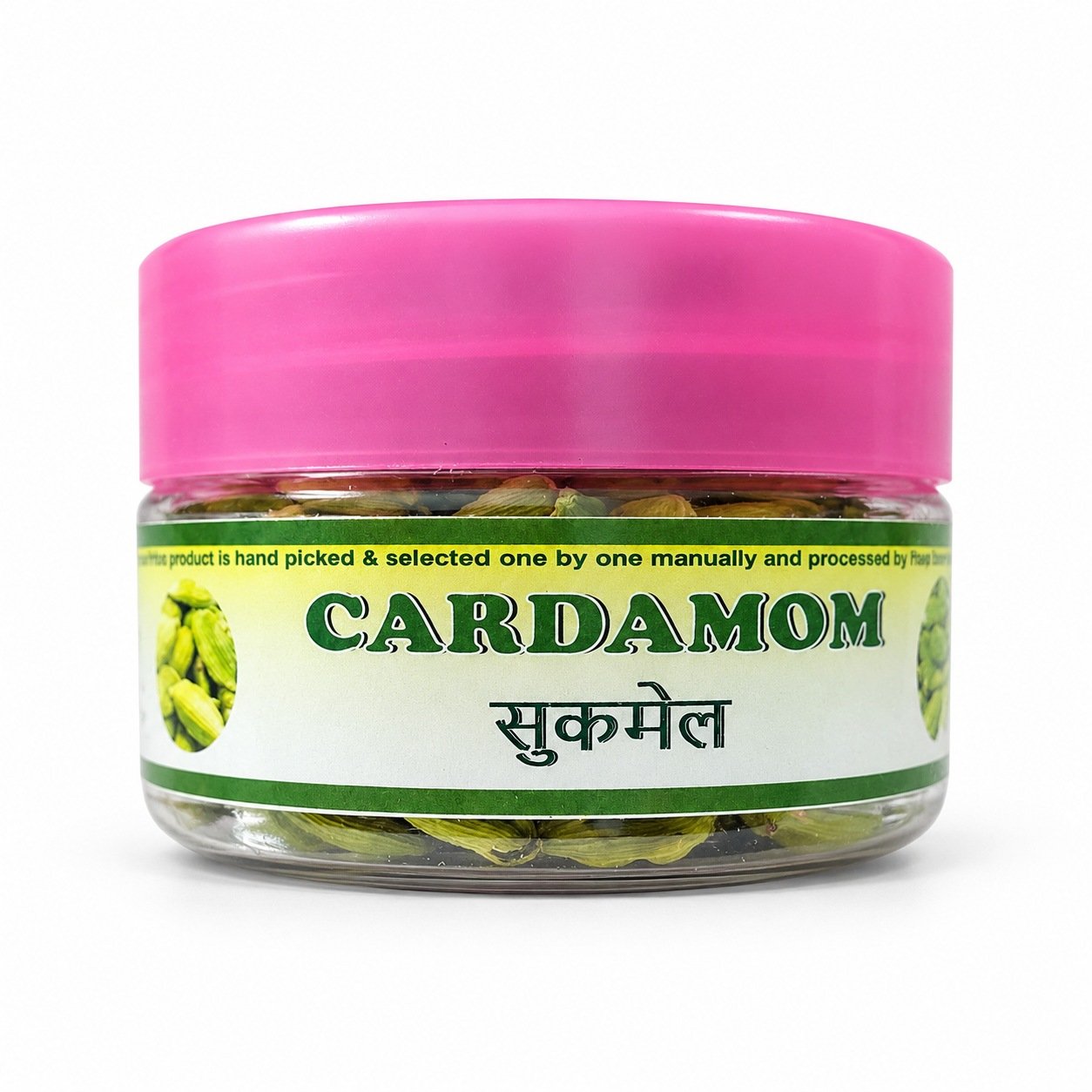 Authentic Cardamom -सुकमेल packaging on a neutral studio background