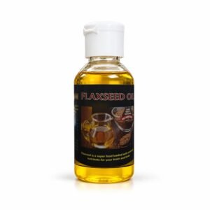 Flaxseed Oil — Studio Product Photograph with its authentic photographed label on a neutral studio background