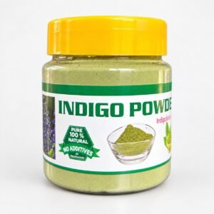 Authentic Indigo Powder packaging on a neutral studio background