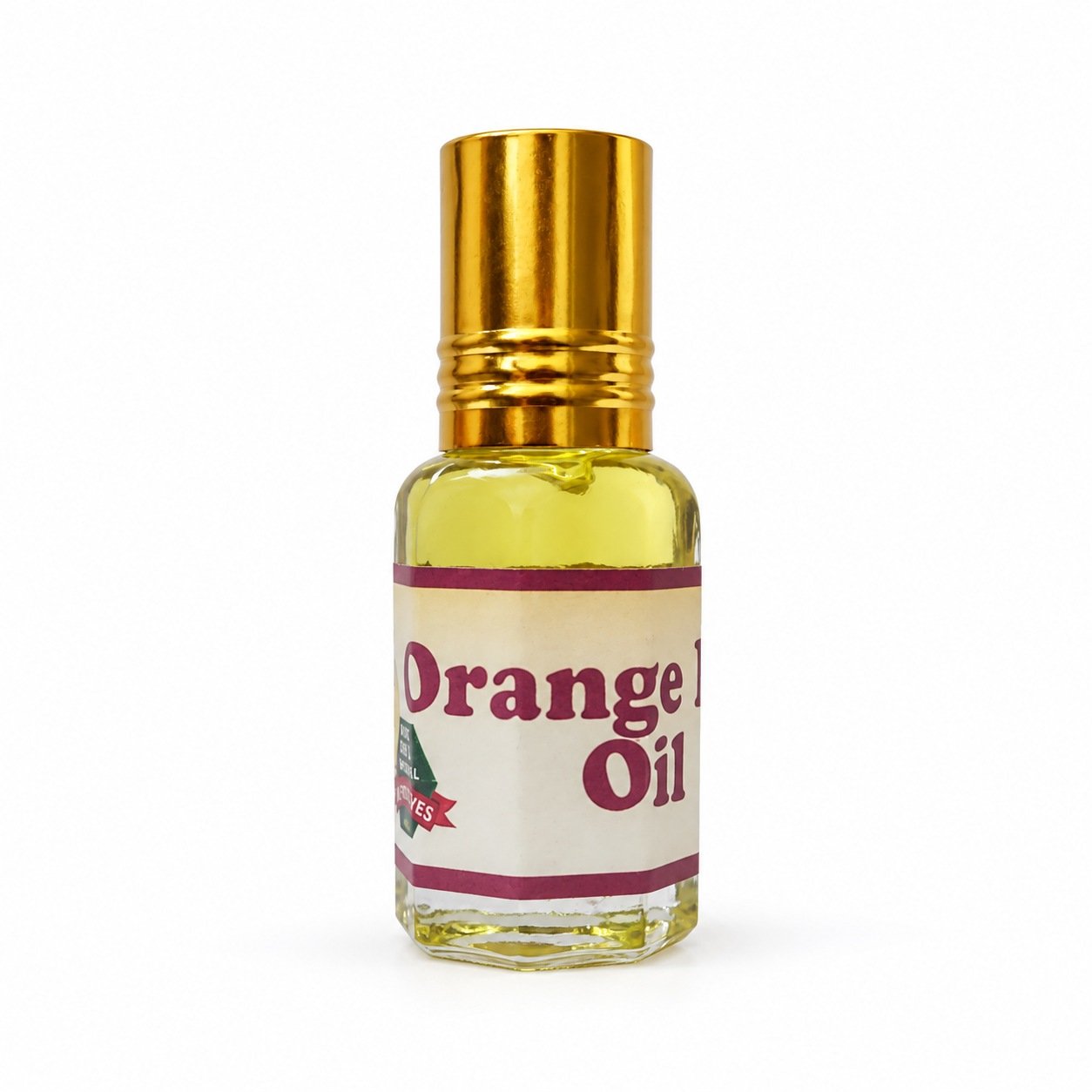 Authentic Orange Peel Essential Oil packaging on a neutral studio background