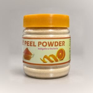 Sara Orange Peel Powder in its authentic powder jar with the original photographed label and yellow cap, on a neutral studio background.