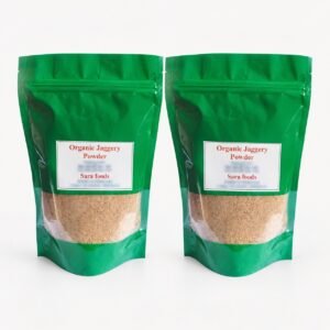 Authentic Organic Jaggery Powder packaging on a neutral studio background