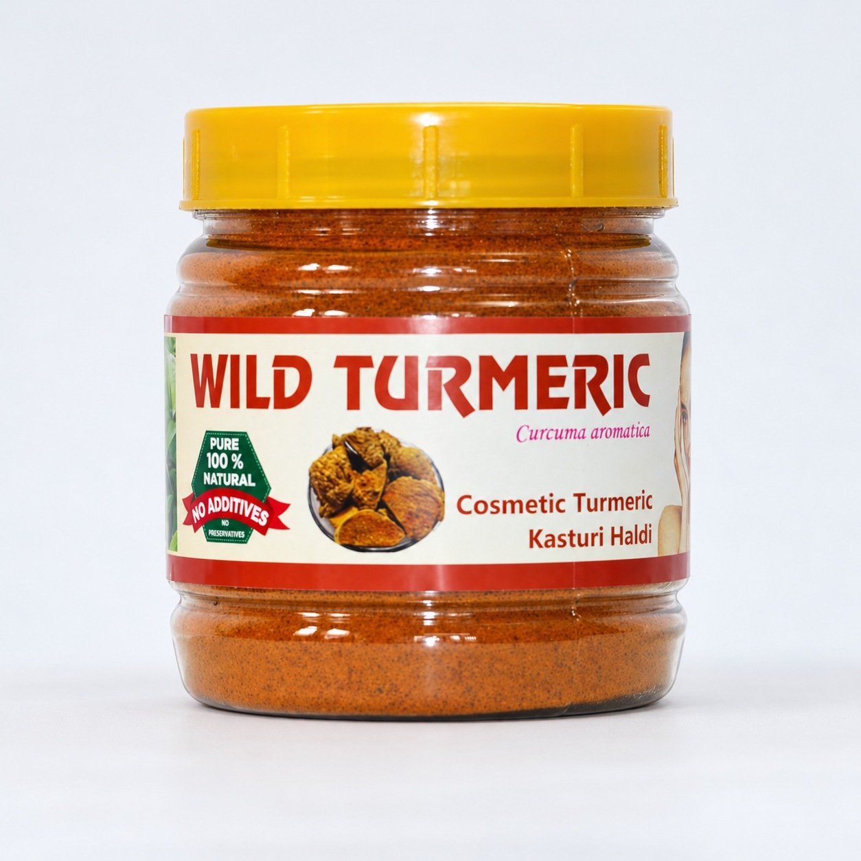 Authentic Wild Turmeric packaging on a neutral studio background